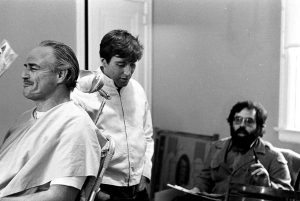 Marlon Brando Al Pacino and Francis Ford Coppola on the set of The Godfather