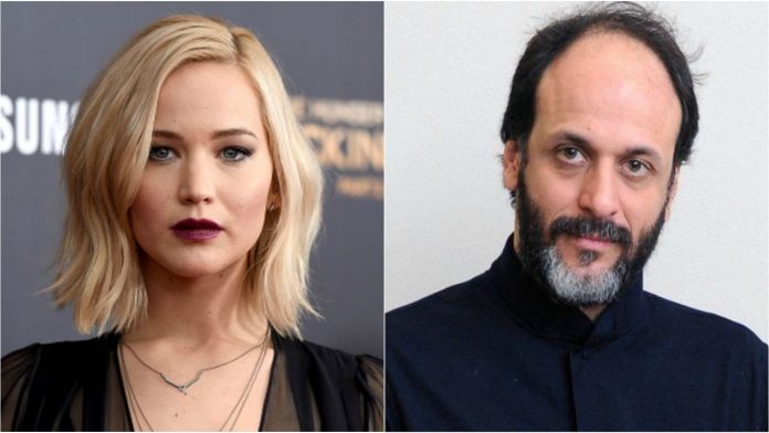 Jennifer Lawrence e Luca Guadagnino, qui ritratti in un collage di due primi piani, collaboreranno nel film Brutal Rites.