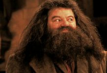Robbie Coltrane nei panni di Hagrid in Harry Potter
