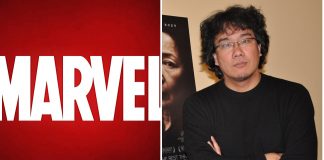 Il regista Bong Joon-ho e il logo Marvel