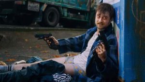 Una scena da Guns Akimbo, il nuovo film con Daniel Radcliffe