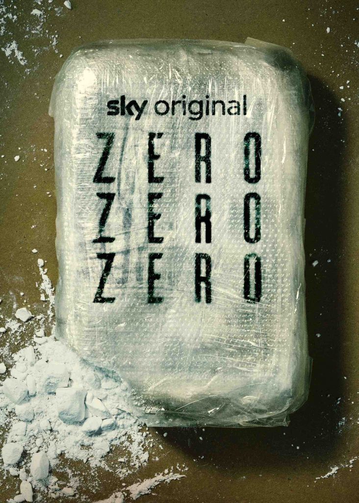 Una pacchetto di cocacina con la scritta sopra zerozerozero, ovvero il titolo della serie TV Sky