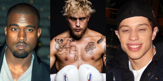 jake paul, pete davidson, kanye west