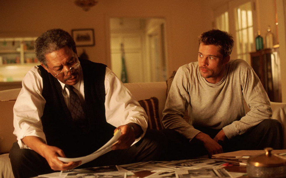Brad Pitt e Morgan Freeman nel thriller Seven