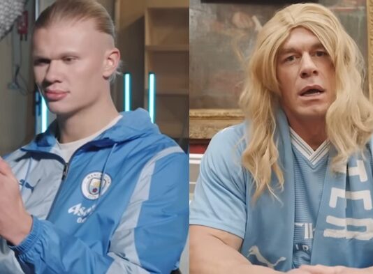 Haaland e Cena nello spot del tour USA del Man City