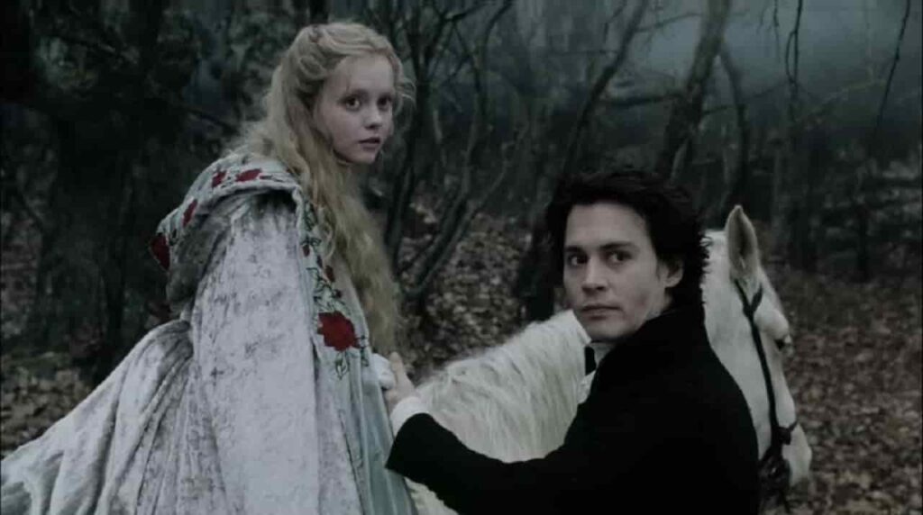 Il mistero di Sleepy Hollow 1999 Tim Burton Johnny Depp Christina Ricci cavallo